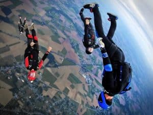 Skydiving group as their stag do ideas