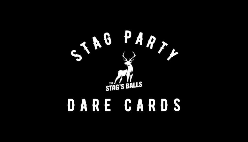 Stag party dare cards front design showing The Stag's Balls logo