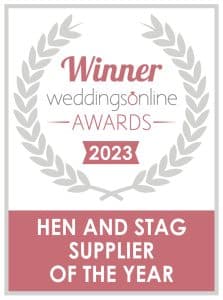 An award certificate showing The Stag's Balls winning stag party supplier of the year for 2023